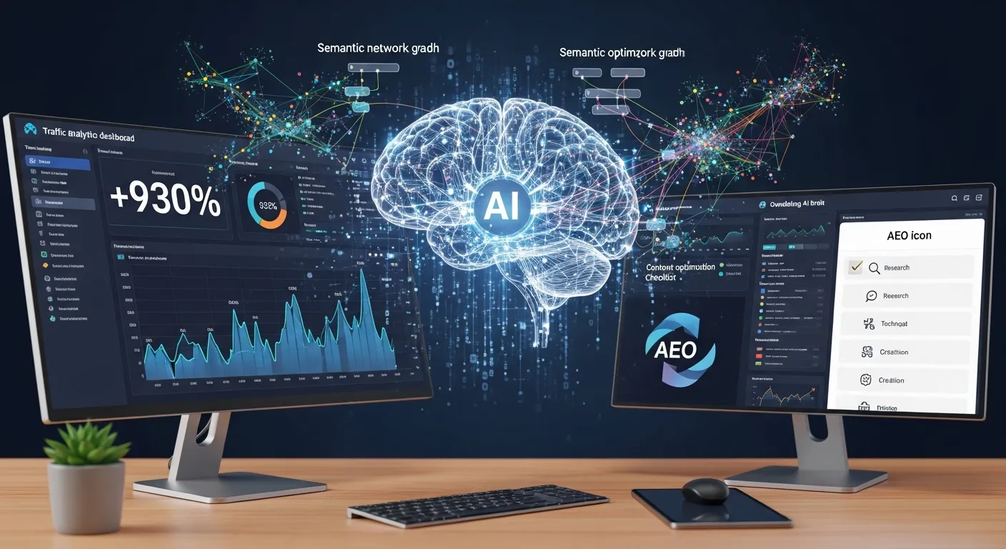 2028 중소기업 AEO: 'AI 기반 의미론적 검색' 대응 전략으로 930% 트래픽 폭발! 5단계 콘텐츠 최적화 - AEO 마케팅 가이드