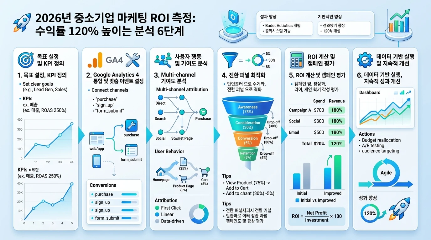2026년 중소기업 마케팅 ROI 측정: 수익률 120% 높이는 분석 6단계