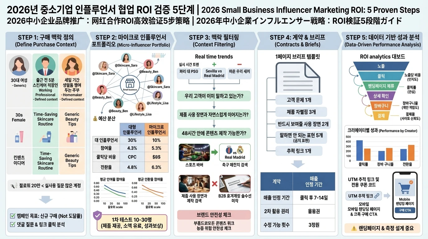 2026년 중소기업 인플루언서 협업 ROI 검증 5단계