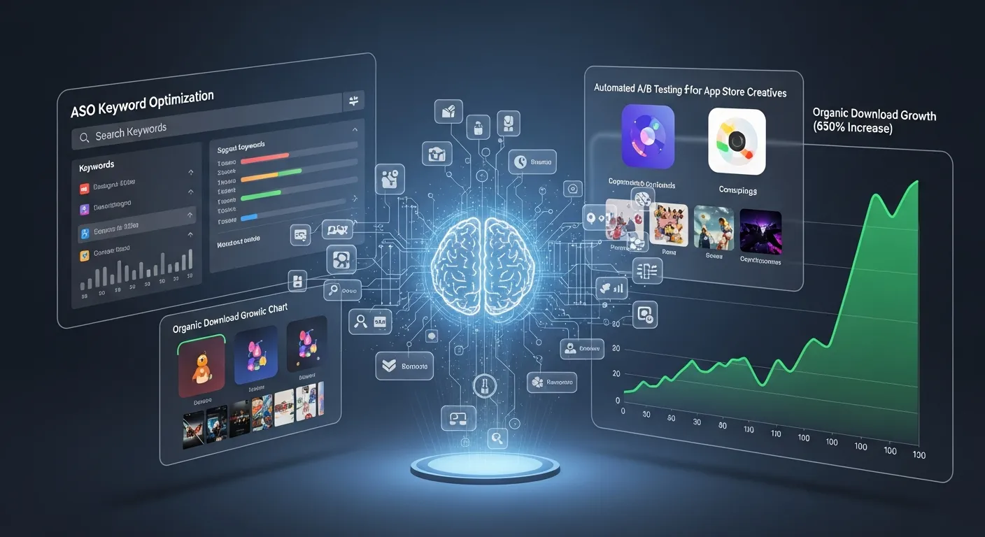 2027 앱 마케팅: 'AI 기반 ASO 자동 최적화'로 오가닉 다운로드 650% 폭발! 5단계 성장 전략 - Mobile Marketing 마케팅 가이드