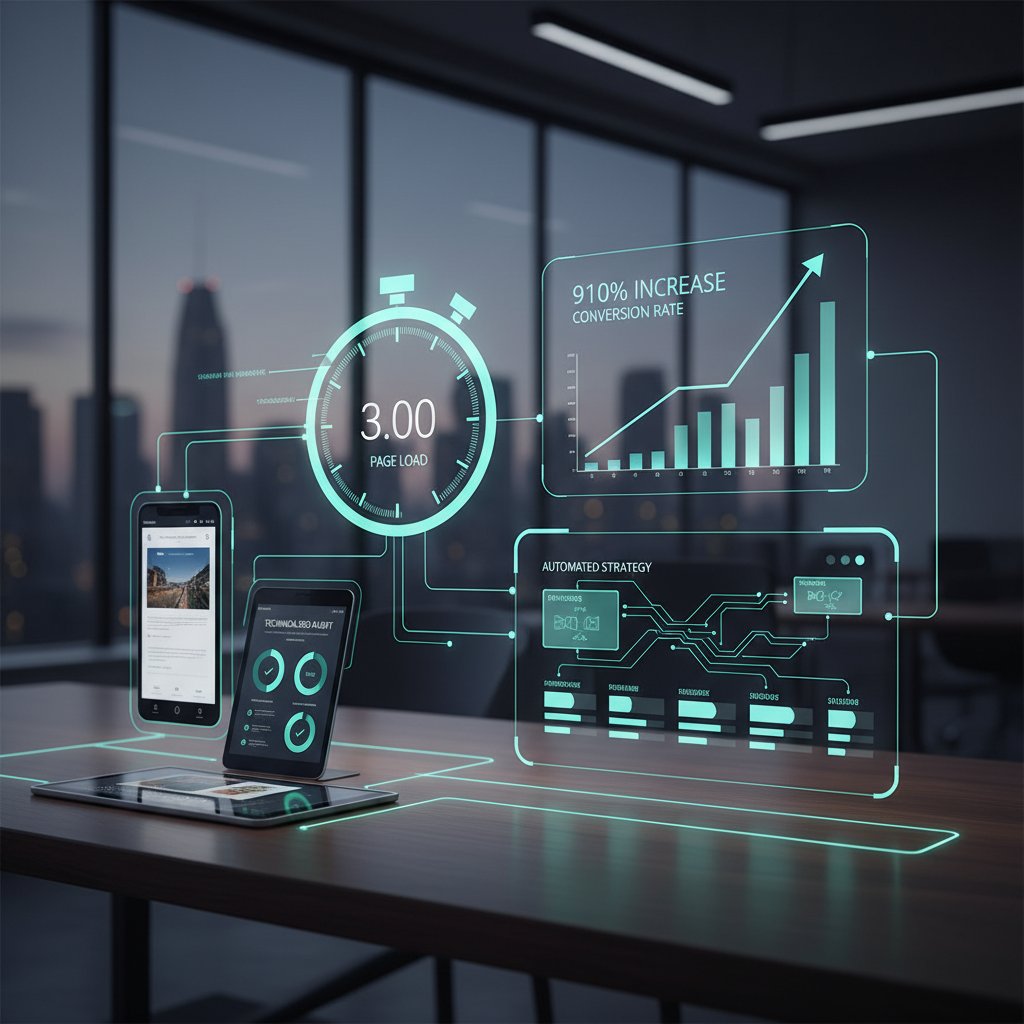 2025 중소기업, '페이지 로딩 속도 3초' 법칙 사수! 910% 전환율 폭발, 기술 SEO 5단계 자동화 전략 - SEO 마케팅 가이드