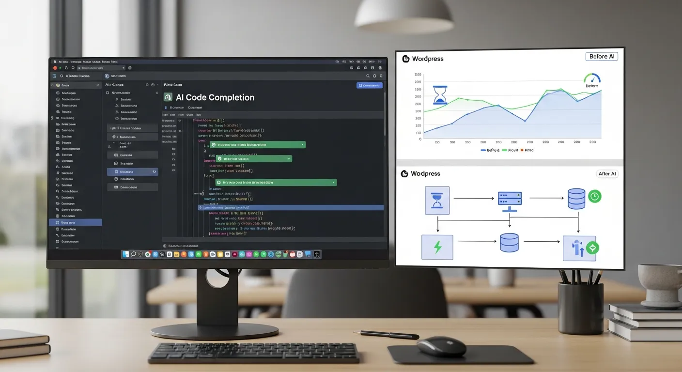 2025 중소기업 워드프레스 웹사이트, 'AI 코딩 자동 완성'으로 개발 시간 73% 단축! 5단계 비용 절감 및 성능 향상 전략 - Web Design & Development 마케팅 가이드