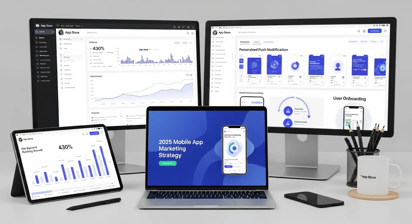 2025 중소기업 모바일 앱 마케팅: ASO 430% 폭발! 5단계 초개인화 온보딩 & 푸시 알림 전략 - Web Design & Development 마케팅 가이드